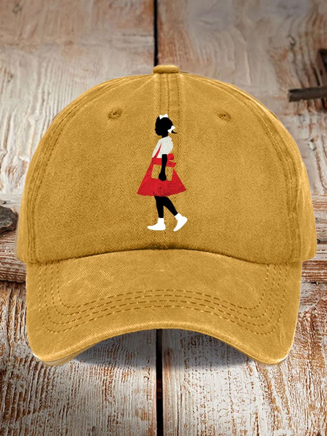 Unisex Black Girl In Red Dress Art Print Baseball Cap